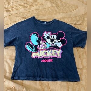 Zara Kids Mickey Mouse Graphic Tee - oversized crop tee size 9 Disney EUC